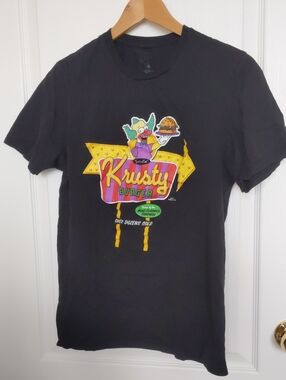 MAD Engine Black Krusty Burger Graphic Tee with Yellow & Pink Accents